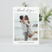 Gewoon elegante bruiloft harten eenvoudige foto bedankkaart (Staand voorkant)