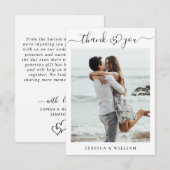 Gewoon elegante bruiloft harten eenvoudige foto bedankkaart (Voorkant / Achterkant)