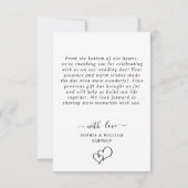 Gewoon elegante bruiloft harten eenvoudige foto bedankkaart (Achterkant)