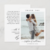 Gewoon elegante bruiloft harten eenvoudige foto bedankkaart (Voorkant / Achterkant)