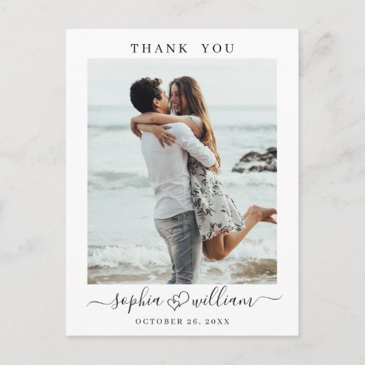 Gewoon elegante bruiloft harten foto dank u briefkaart (Voorkant)