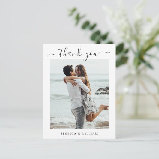 Gewoon elegante bruiloft harten foto dank u briefkaart (Staand voorkant)