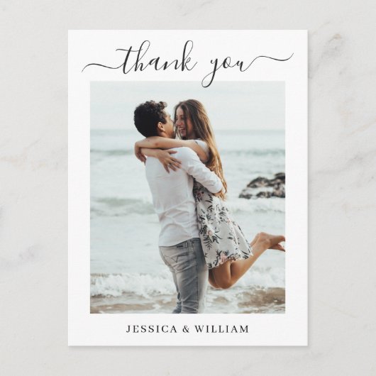 Gewoon elegante bruiloft harten foto dank u briefkaart (Voorkant)