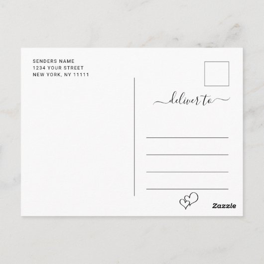 Gewoon elegante bruiloft harten opslaan van de dat briefkaart (Achterkant)