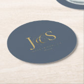 Gewoon elegante bruiloft Initialen Blauw ID1022 Ronde Kartonnen Onderzetter (Gebogen)