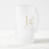 Gewoon Elegante Bruiloft Initialen Goud ID1022 Matglas Bierpul (Voorkant rechts)