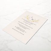 Gewoon elegante crème bladeren bruiloft goud folie uitnodiging (Gedraaid)