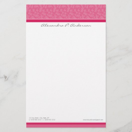 Gewoon Elegante Custom Designer Fuschia Stationery Briefpapier (Voorkant)