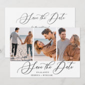 Gewoon elegante foto bruiloft 3 FOTO Eenvoudig Mod Save The Date (Voorkant / Achterkant)