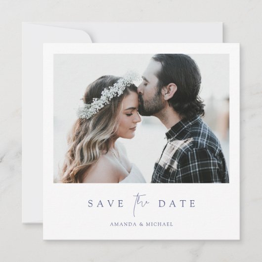 Gewoon elegante foto bruiloft Bewaar de datum Uitn Save The Date (Voorkant)