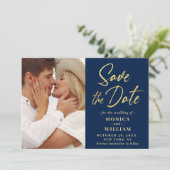 Gewoon elegante foto bruiloft eenvoudig modern save the date (Staand voorkant)