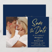 Gewoon elegante foto bruiloft eenvoudig modern save the date (Voorkant / Achterkant)