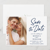 Gewoon elegante foto bruiloft eenvoudig modern save the date (Voorkant / Achterkant)