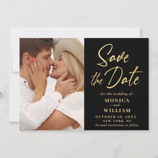 Gewoon elegante foto bruiloft eenvoudig modern save the date (Voorkant)