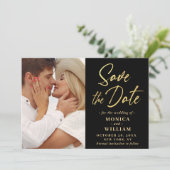 Gewoon elegante foto bruiloft eenvoudig modern save the date (Staand voorkant)