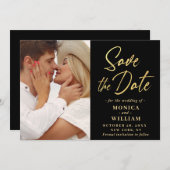 Gewoon elegante foto bruiloft eenvoudig modern save the date (Voorkant / Achterkant)