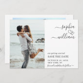 Gewoon elegante foto bruiloft hart eenvoudig moder save the date (Voorkant / Achterkant)