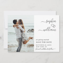 Gewoon elegante foto bruiloft harten eenvoudig mod save the date