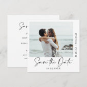 Gewoon elegante foto bruiloft harten eenvoudig mod save the date (Voorkant / Achterkant)