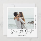 Gewoon elegante foto bruiloft harten eenvoudig mod save the date (Voorkant)