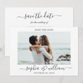 Gewoon elegante foto bruiloft harten eenvoudig save the date (Voorkant / Achterkant)