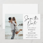 Gewoon elegante foto bruiloft harten eenvoudig save the date (Voorkant / Achterkant)