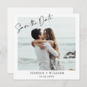 Gewoon elegante foto Eenvoudige moderne bruiloft Save The Date (Voorkant / Achterkant)