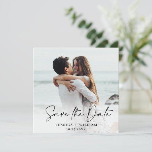 Gewoon elegante foto Eenvoudige moderne elegante b Save The Date (Staand voorkant)
