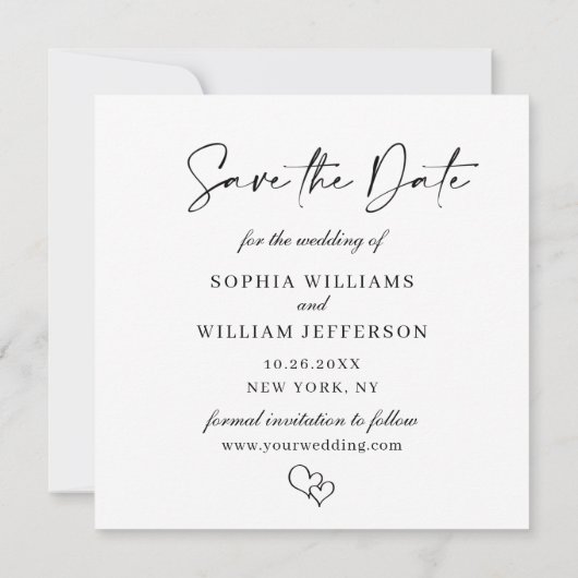 Gewoon elegante foto Eenvoudige moderne elegante b Save The Date (Achterkant)