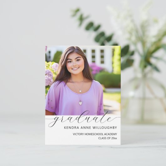 Gewoon elegante foto Homeschool Afstudeerder Dank  Briefkaart (Staand voorkant)