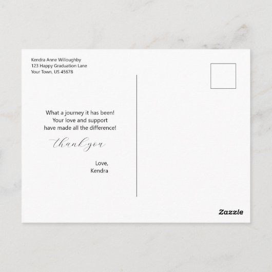 Gewoon elegante foto Homeschool Afstudeerder Dank  Briefkaart (Achterkant)