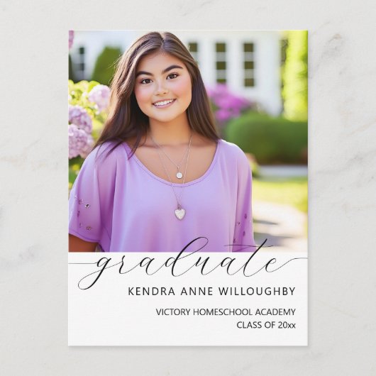 Gewoon elegante foto Homeschool Afstudeerder Dank Briefkaart (Voorkant)
