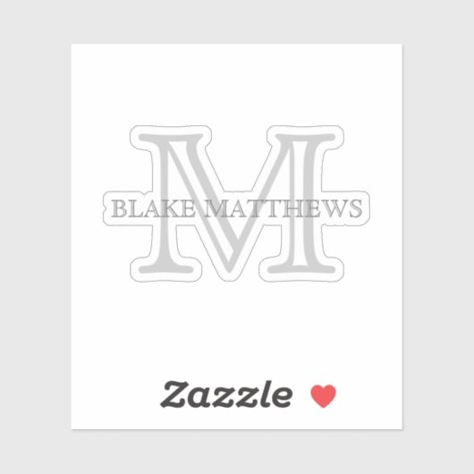 Gewoon elegante grijze persoonlijke aangepaste mon sticker (Vel)