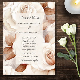Gewoon elegante ivoor & roest Rozen bruiloft Save The Date
