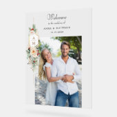 Gewoon Elegante Kerst Bloemen Monogram Welkom Acryl Bord (Hoek)