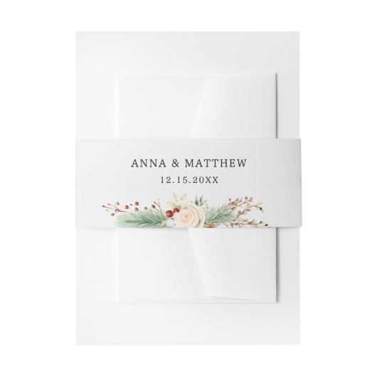 Gewoon elegante kerstbloem uitnodigingen wikkel (Voorkant Voorbeeld)