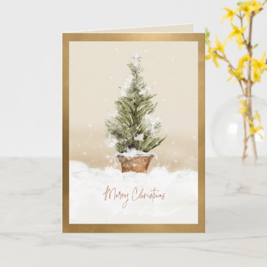 Gewoon elegante kerstboom kaart (Gele Bloem)