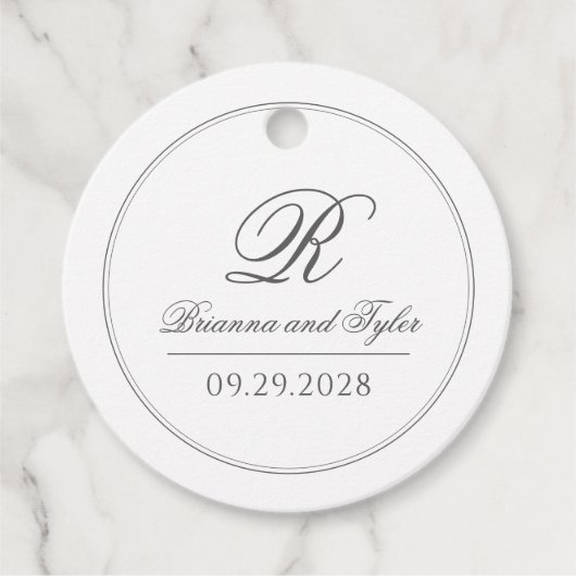 Gewoon elegante klassieke bruiloft monogram bedankjes labels (Voorkant)
