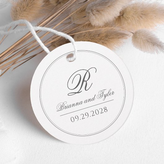 Gewoon elegante klassieke bruiloft monogram bedankjes labels