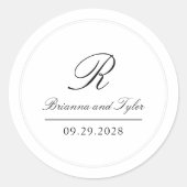 Gewoon elegante klassieke bruiloft Monogram Classi Ronde Sticker (Voorkant)