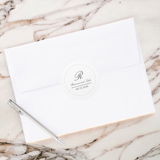 Gewoon elegante klassieke bruiloft Monogram Classi Ronde Sticker