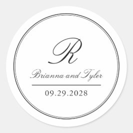 Gewoon elegante klassieke bruiloft Monogram Classi Ronde Sticker