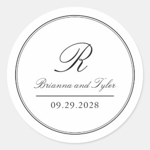 Gewoon elegante klassieke bruiloft Monogram Classi Ronde Sticker