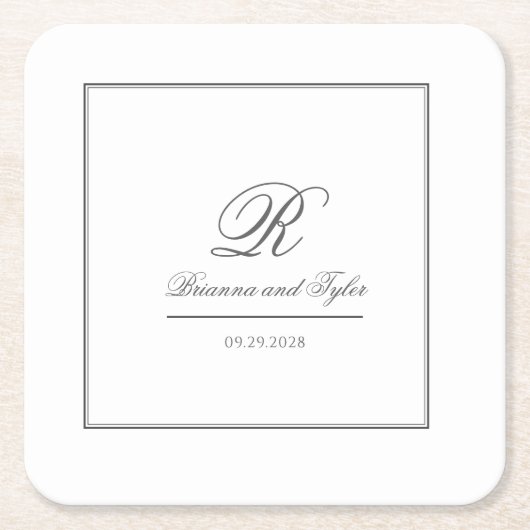 Gewoon elegante klassieke bruiloft monogram kartonnen onderzetters (Voorkant)