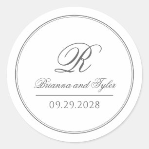 Gewoon elegante klassieke bruiloft monogram ronde sticker