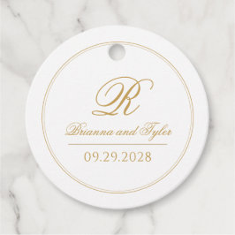 Gewoon elegante klassieke gouden bruiloft monogram bedankjes labels
