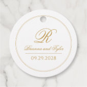 Gewoon elegante klassieke gouden bruiloft monogram bedankjes labels (Voorkant)