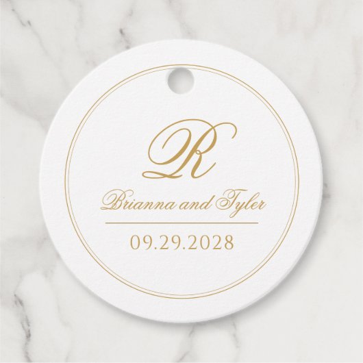 Gewoon elegante klassieke gouden bruiloft monogram bedankjes labels (Voorkant)