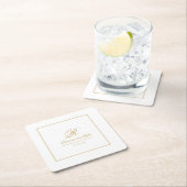 Gewoon elegante klassieke gouden bruiloft monogram kartonnen onderzetters (Insitu)