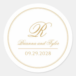 Gewoon elegante klassieke gouden bruiloft monogram ronde sticker
